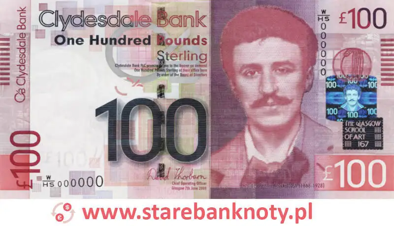 widok banknotu 100 funtów szkockich awers seria : World Heritage